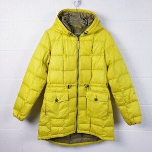 Eddie Bauer 550 Goose Down Parka Hooded Winter Jacket Yellow Size Medium